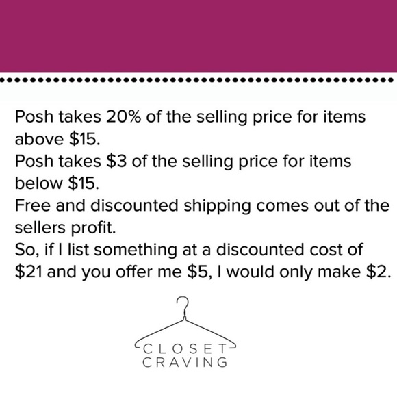 Poshmark offer and fee chart - Picture 2 of 2